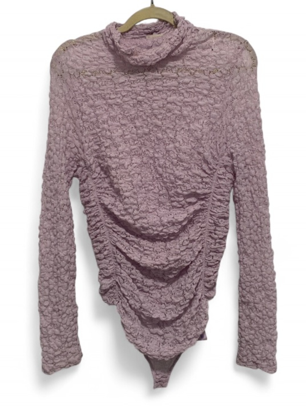 Intimately Free People Day And Night Lilac Floral Lace Long-Sleeve Bodysuit